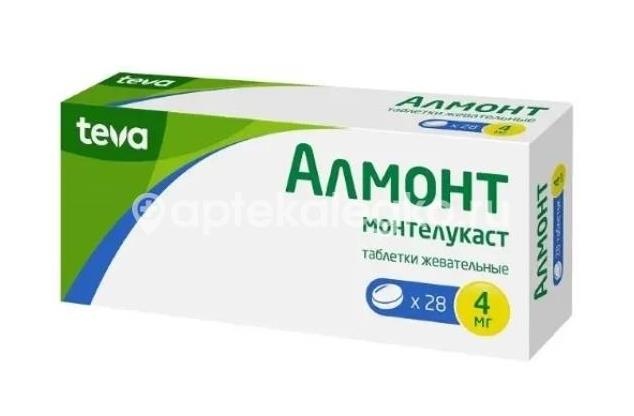 Изображение Алмонт 4мг. 28шт. таблетки жевательные Алмонт 4мг. 28шт. таблетки жевательные Актавис АО
