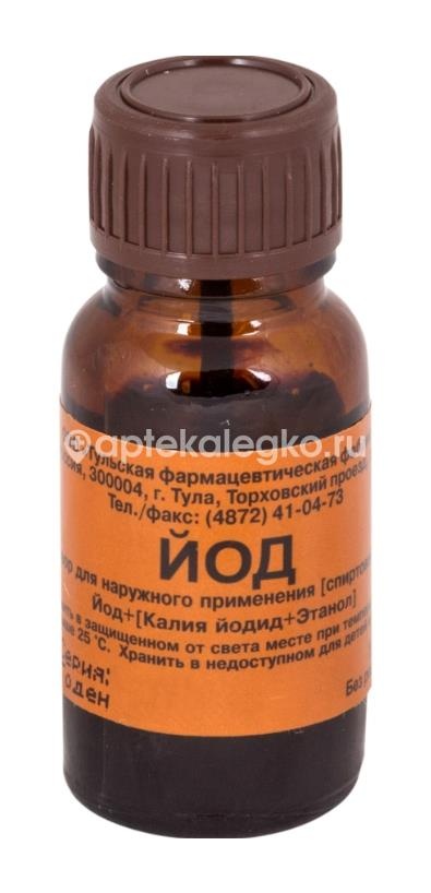 Йода 5% раствор спиртовой 10мл. флакон помазок Йода 5% раствор спиртовой 10мл. флакон помазок - 1
