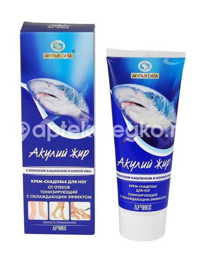 Акулий жир крем - снадобье для ног конский каштан + кора ивы 75мл. Акулий жир крем - снадобье для ног конский каштан + кора ивы 75мл. - 1