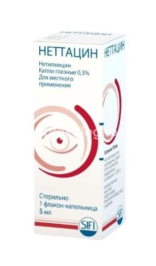 Неттацин 0,3% 1шт. капли глазные 5мл. флакон - капельница Неттацин 0,3% 1шт. капли глазные 5мл. флакон - капельница - 3