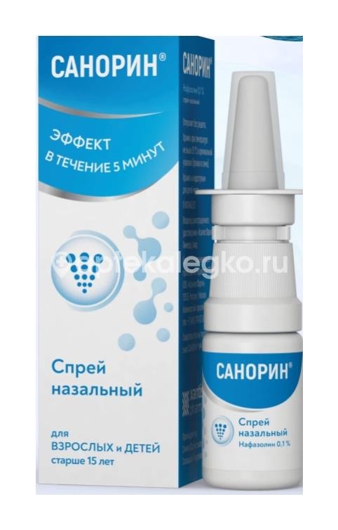 Санорин 0,1% 10мл. спрей назальный флакон Санорин 0,1% 10мл. спрей назальный флакон - 2