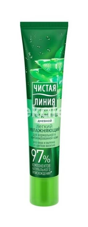 Чистая линия крем дневн. увлажн. для норм./комб. 40/42мл. алоэ + василек Чистая линия крем дневн. увлажн. для норм./комб. 40/42мл. алоэ + василек - 1