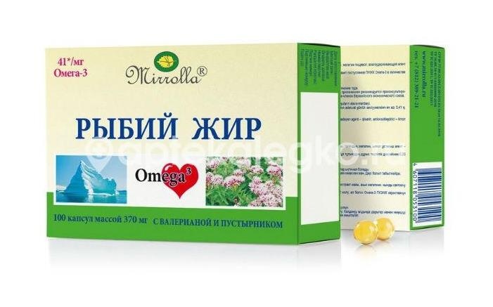 Мирролла рыбий жир валериана + пустырник №100 капс. Мирролла рыбий жир валериана + пустырник №100 капс. - 1
