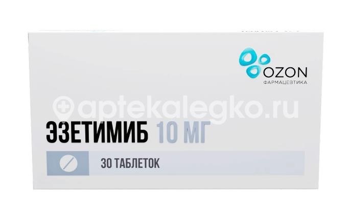 Изображение Эзетимиб 10мг. 30шт. таблетки Эзетимиб 10мг. 30шт. таблетки ОЗОН ООО