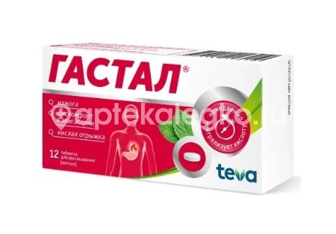 Гастал 12шт. таблетки для рассасывания мята Гастал 12шт. таблетки для рассасывания мята - 2