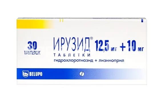 Изображение Ирузид 10мг. + 12,5мг. 30шт. таблетки Ирузид 10мг. + 12,5мг. 30шт. таблетки   БЕЛУПО-ХОРВАТИЯ (BELUPO Ltd.)