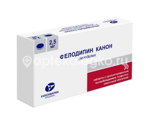 Фелодипин канон 2,5мг 30шт. таблетки с пролонгированным высвобождением покрытые пленочной оболочкой Фелодипин канон 2,5мг 30шт. таблетки с пролонгированным высвобождением покрытые пленочной оболочкой - 1