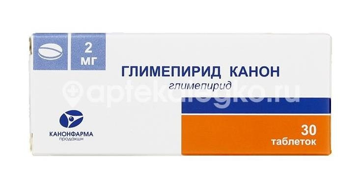Изображение Глимепирид 2мг. 30шт. таблетки Глимепирид 2мг. 30шт. таблетки  КАНОНФАРМА ПРОДАКШН