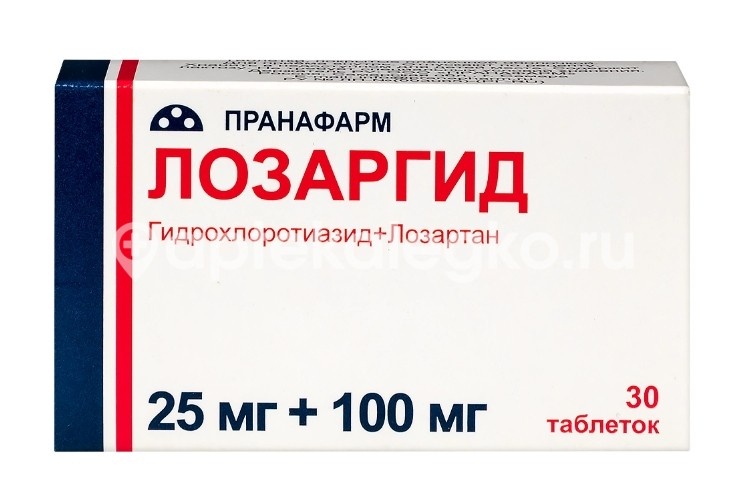 Лозаргид 25мг. + 100мг. 30шт. таблетки покрытые пленочной оболочкой Лозаргид 25мг. + 100мг. 30шт. таблетки покрытые пленочной оболочкой - 2