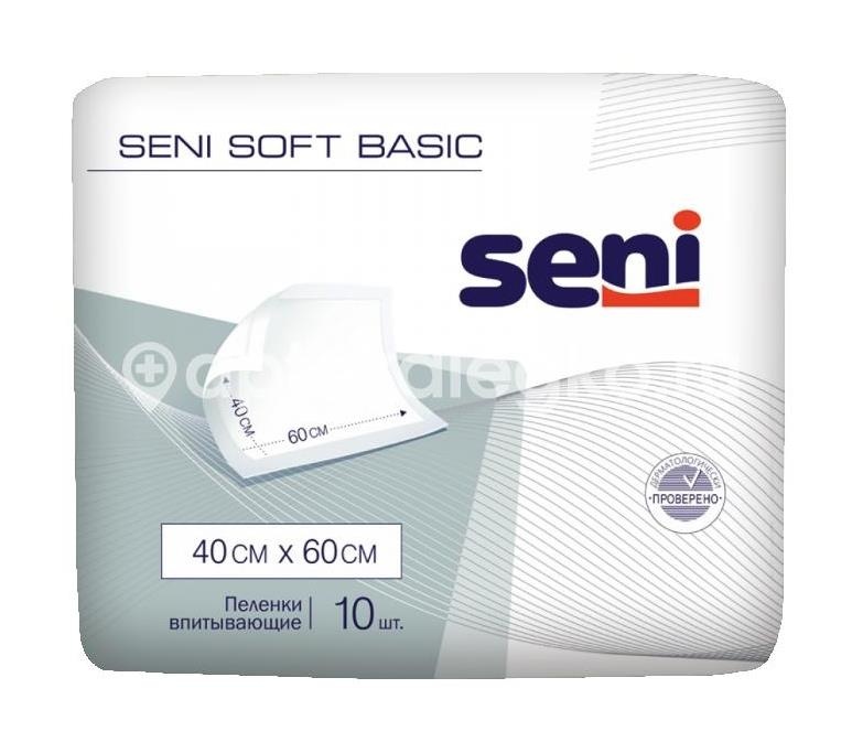 Seni soft basik впитывающие пеленки 40х60см 10шт. Seni soft basik впитывающие пеленки 40х60см 10шт. - 1