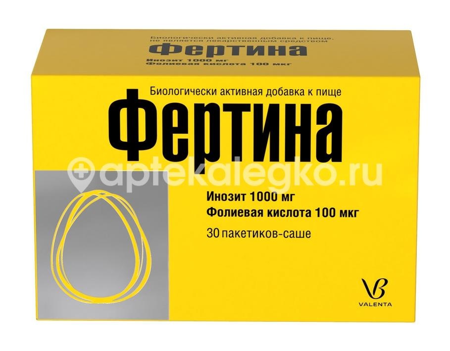 Изображение Фертина инозит 1000мг фолиевая кислота 100мкг 30шт пакетики-саше ФЕРТИНА ИНОЗИТ 1000МГ ФОЛИЕВАЯ КИСЛОТА 100МКГ 30ШТ ПАКЕТИКИ-САШЕ ВАЛЕНТА