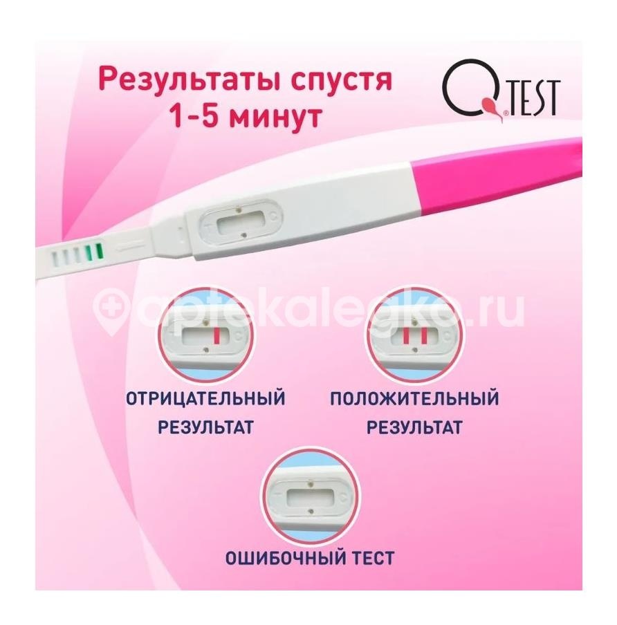 Qtest тест для определения беременности струйный 1 шт. Qtest тест для определения беременности струйный 1 шт. - 3