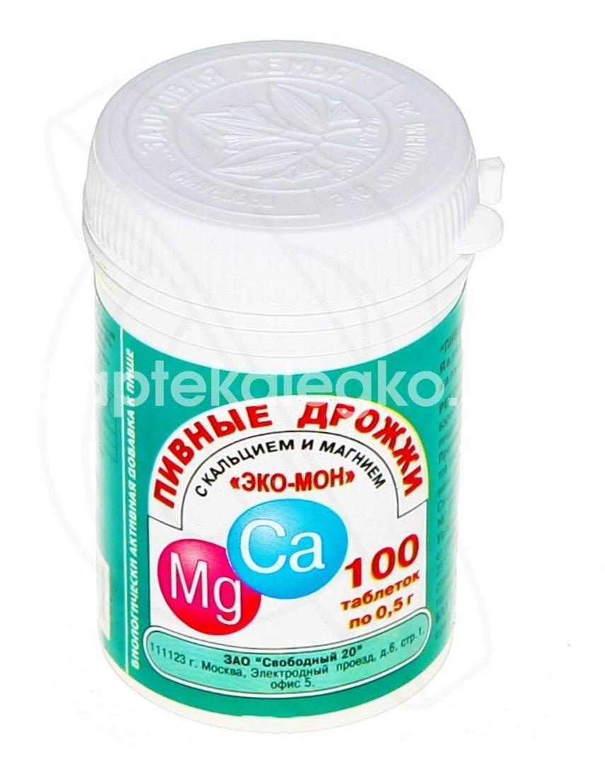 Пивные дрожжи эко - мон ca + mg №100 таб. (кальций + магний) Пивные дрожжи эко - мон ca + mg №100 таб. (кальций + магний) - 1