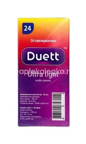 Дуэт презервативы ультра лайт 24 шт. Дуэт презервативы ультра лайт 24 шт. - 2