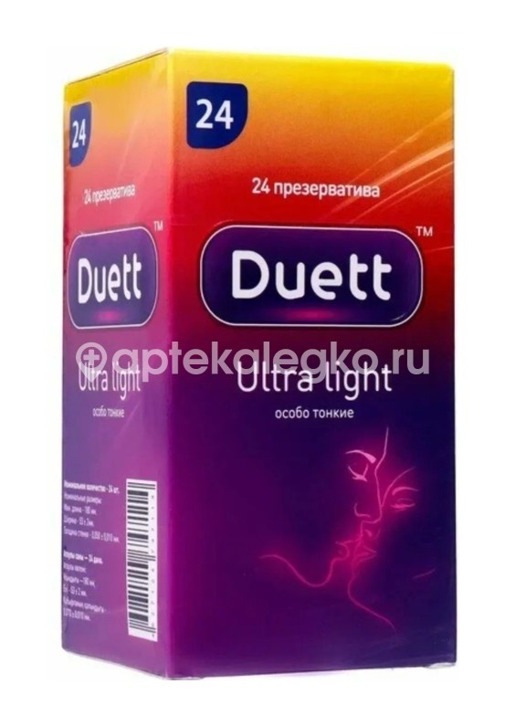 Изображение Дуэт презервативы ультра лайт 24 шт. ДУЭТ ПРЕЗЕРВАТИВЫ УЛЬТРА ЛАЙТ 24 ШТ.