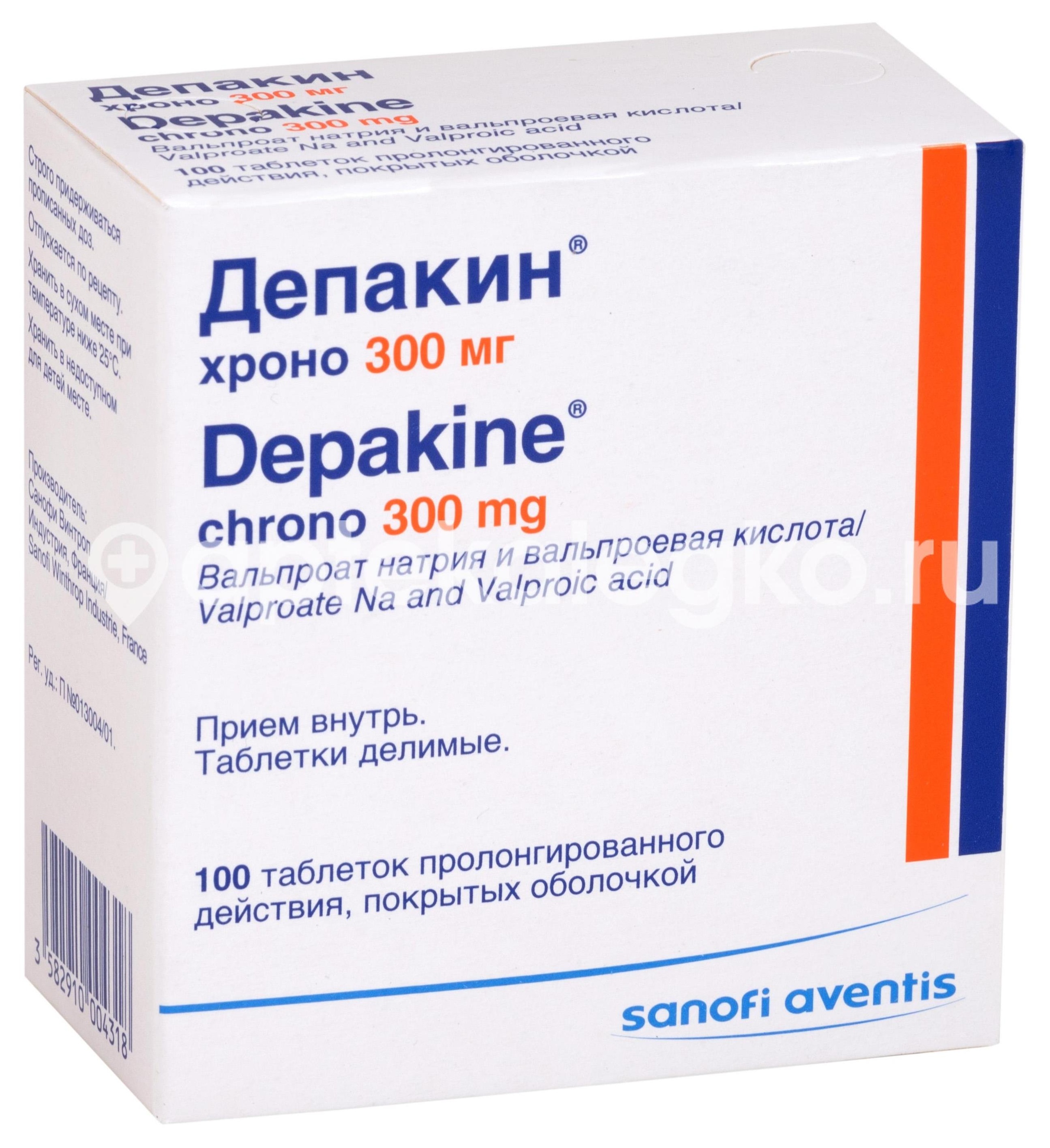Изображение Депакин хроно 300мг. 100шт. таблетки пролонгированного действия покрытые оболочкой Депакин хроно 300мг. 100шт. таблетки пролонгированного действия покрытые оболочкой Санофи Винтроп Индустрия