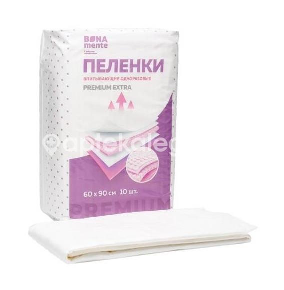 Изображение Bona mente! пеленки впитывающие premium extra 60х90см 10шт. Bona Mente! Пеленки впитывающие Premium Extra 60х90см 10шт. ИНТЕРТЕКС ООО