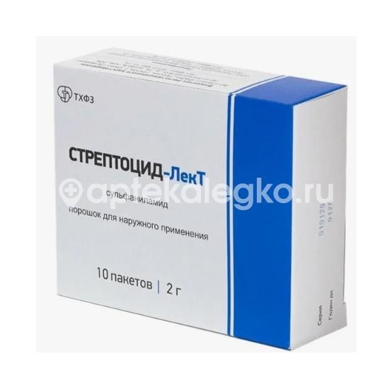 Стрептоцид-лект 10шт. порошок для наружного применения 2г. пакет Стрептоцид-лект 10шт. порошок для наружного применения 2г. пакет - 1