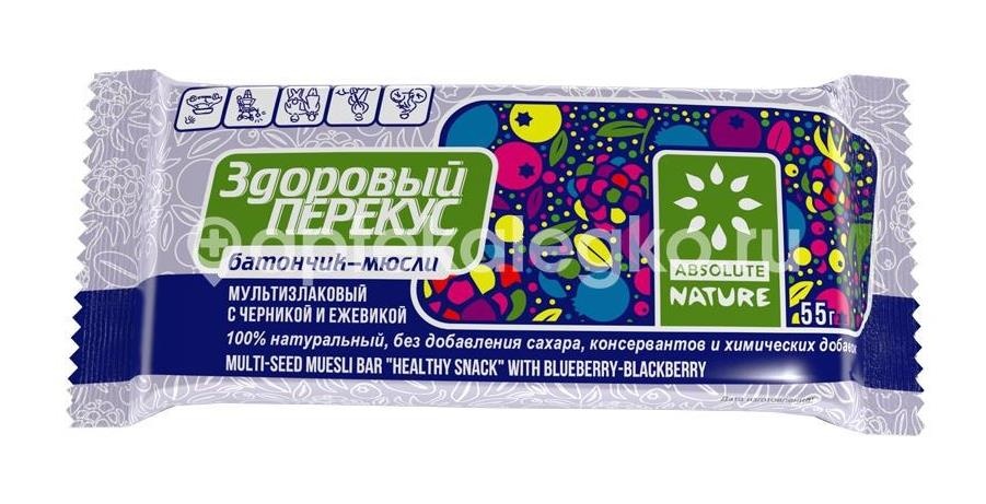 Здоровый перекус батончик черника + ежевика 55/60г. Здоровый перекус батончик черника + ежевика 55/60г. - 1