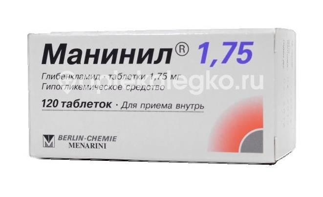 Манинил 1,75мг. 120шт. таблетки Манинил 1,75мг. 120шт. таблетки - 2