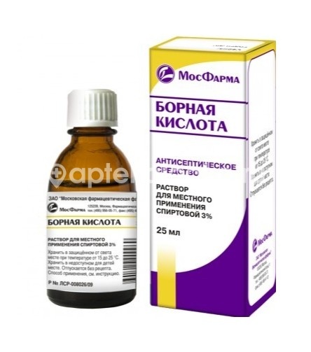 Борная кислота 3% раствор 25мл флакон Борная кислота 3% раствор 25мл флакон - 1