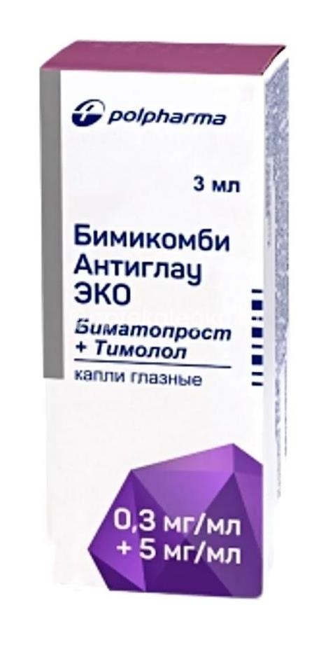 Бимикомби антиглау 0,3мг./мл. + 5мг./мл. 1шт. капли глазные 3мл. флакон Бимикомби антиглау 0,3мг./мл. + 5мг./мл. 1шт. капли глазные 3мл. флакон - 1
